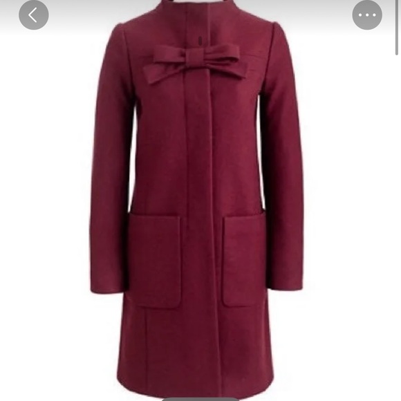 J. Crew Jackets & Blazers - NWT J.Crew Cashmere wool blend bow coat in maroon red SZ12